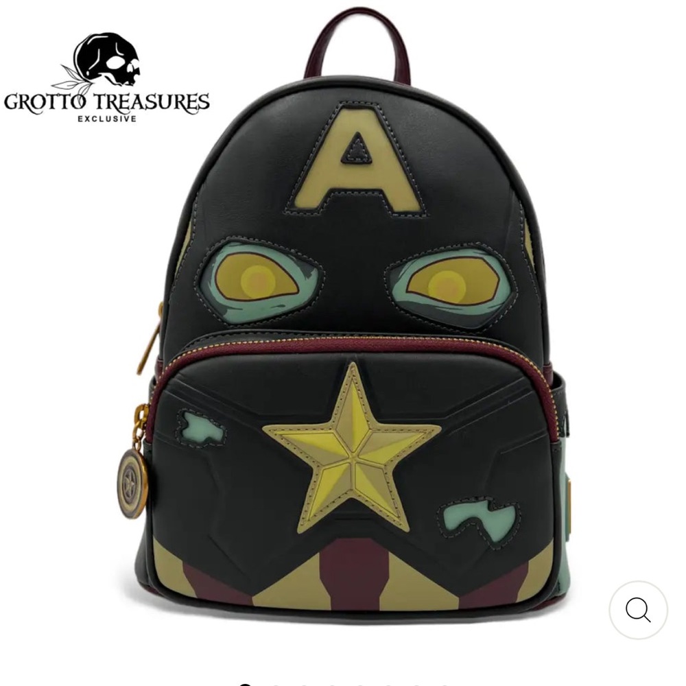 LOUNGEFLY MARVEL WHAT IF? ZOMBIE CAPTAIN AMERICA COSPLAY MINI BACKPACK